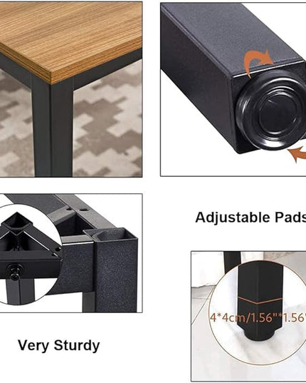BIBOC 24X55 inches Computer Desk/Dining Table, Office Desk, Composite Wood Board Sturdy Writing Workstation for Home Office Walnut and Black Legs