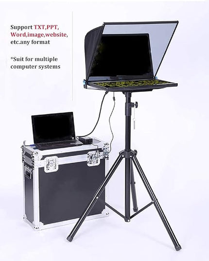 22 Inch Large Teleprompter for Computer Laptop, Professional Video Camera Tablet Prompter with Beamsplitter Glass & Aluminum Carry Case, for TIK Tok Live Short Videos Speech