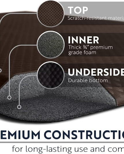 KANGAROO Thick Ergonomic Anti Fatigue Mats for Kitchen Floor, 39x20, Cushioned Standing Office Desk Mat, Waterproof Scratch Resistant Topside, Supportive All Day Comfort Padded Foam Rugs, Brown