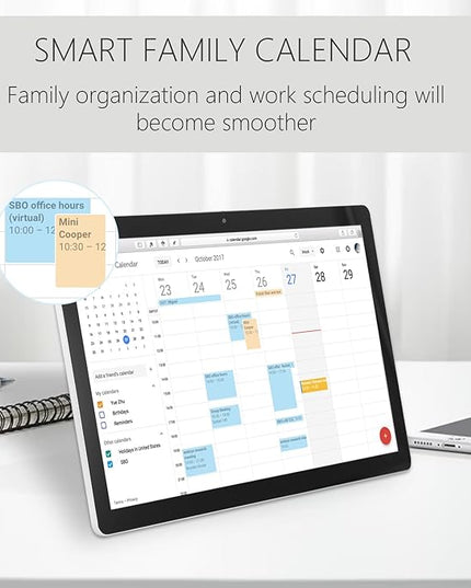 15.6 to 27 inch Touchscreen Digital Calendar & Wall Planners, Smart Whiteboard Calendar for Chore Chart & Work Schedule, Built in Speakers and Camera, Include Wall Mount & Desk Stand (18.5-inch)