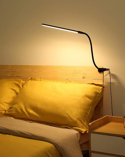 Lepro Clip on Desk Lamp LED Reading light Dimmable USB Small Clamp Lamp with 3 Color Modes 10 Brightness, Adjustable Flexible Gooseneck Table Light for Bed Headboard, Nail, Home Office,Computer(Black)