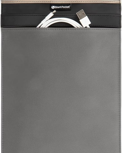 SLNT Faraday Bag Tablet Sleeve with Silent Pocket - Leather or Weatherproof Nylon, Signal Blocking Device Shielding for iPad, Samsung Galaxy Tab, Most Tablets, Privacy (Charcoal Grey Nylon, Large)