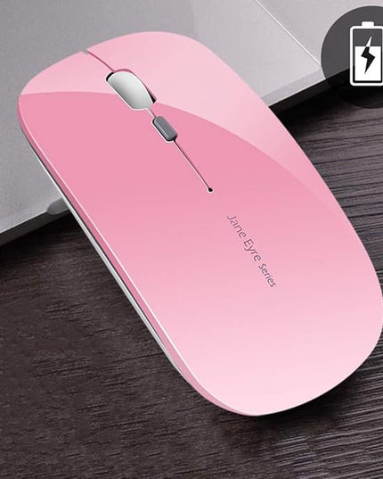 Uciefy Q5 Slim Rechargeable Wireless Mouse, 2.4G Portable Optical Silent Ultra Thin Wireless Computer Mouse with USB Receiver and Type C Adapter, Compatible with PC, Laptop, Desktop (Pink)