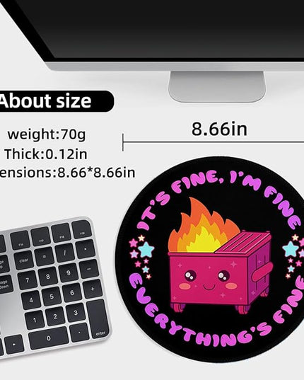 Light Purple Dumpster Round Mouse Pad 8.6 x 8.6 Inch, Cute Funny Mousepad for Laptop Gaming, Stitched Edge Non-Slip Rubber Base, Home Office Decor Desk Accessories