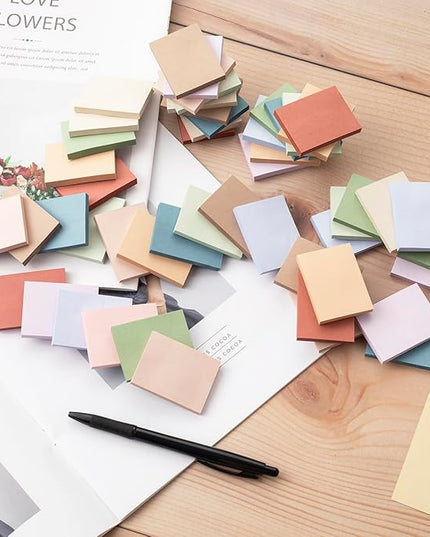 (50 Pads) Sticky Notes 1.5x2, Vintage Colors, 10 Colors Self Sticky Notes, Sticky Pads, Recyclable, Self-Stick Pads, Easy to Post for Home, Office, Notebook