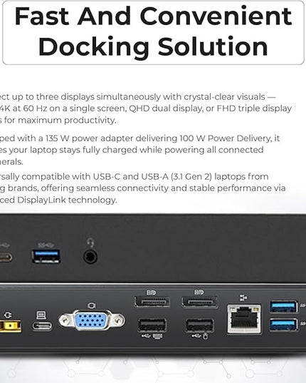 40A90090US Dock Dual Monitor Bundle with 90W AC Adapter + Microfiber Cloth (Renewed)