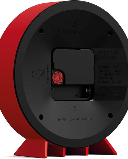 NEWGATE® M Mantel Echo Desk Clock | Modern Round Design | Red | Easy to Read Numbers | Contemporary Style for Desk, Table, Shelf or Bedside