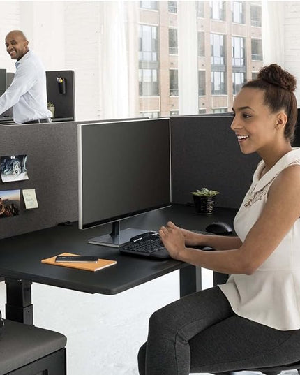 Stand Up Desk Store ReFocus Clamp-on Acoustic Desk Divider Privacy Panel That Reduces Noise and Visual Distractions (Ash Gray, 59" x 23.6")