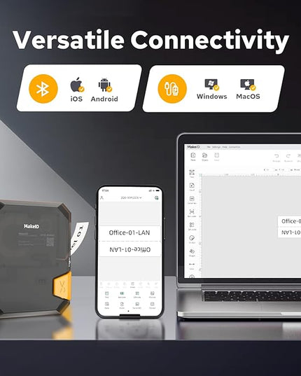 Makeid P31S Portable Industrial Label Printer, 1" Print Head with Bluetooth, Mobile/PC Software, with 0.75" x 19.68ft Label for Wire, Cable & Heat Shrink Tubes at Job Sites.
