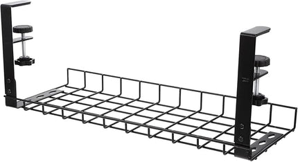 Under Desk Cable Management Tray No Drill Cord Organizer Holder Large Capacity Wire Rack for Office Desk Cable Storage 500Mm Black