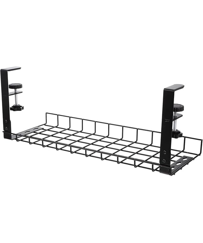 Under Desk Cable Management Tray No Drill Cord Organizer Holder Large Capacity Wire Rack for Office Desk Cable Storage 500Mm Black