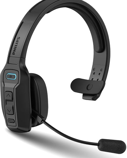 Philips Trucker Bluetooth Headset with Mic, Wireless Single Ear Trucker Headset with AI Noise-Canceling Microphone & Mute Button, All Day Extended Playtime, Headphones for Truck Drivers, Home, Office