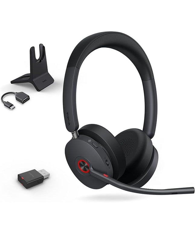 Yealink WH68 Hybrid with Charging Stand ANC Headsets, 492ft Rang DECT&Bluetooth Wireless Headset, Stereo Active Noise Cancellation (Teams,Zoom,UC) Headphones with 6X Mic,32H Call, Work for PC,Phone