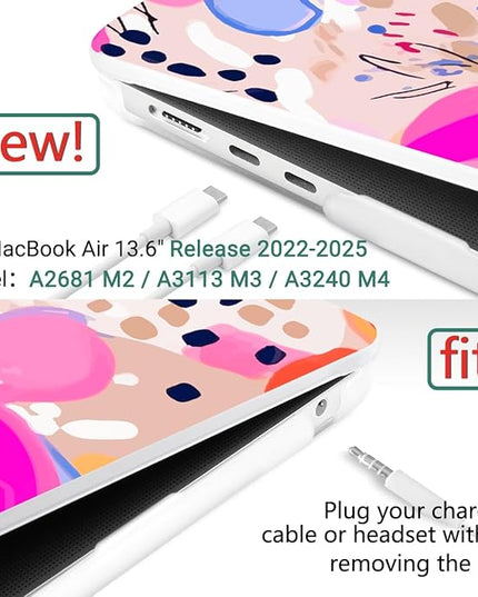 DONGKE for M4 MacBook Air 13.6 Inch Case 2025 2024 2023 2022 Model A3240 A3113 A2681 M3 M2 Chip, Plastic Hard Shell Case Cover with Touch ID for MacBook Air 13 Inch M4 - Floral Artistic