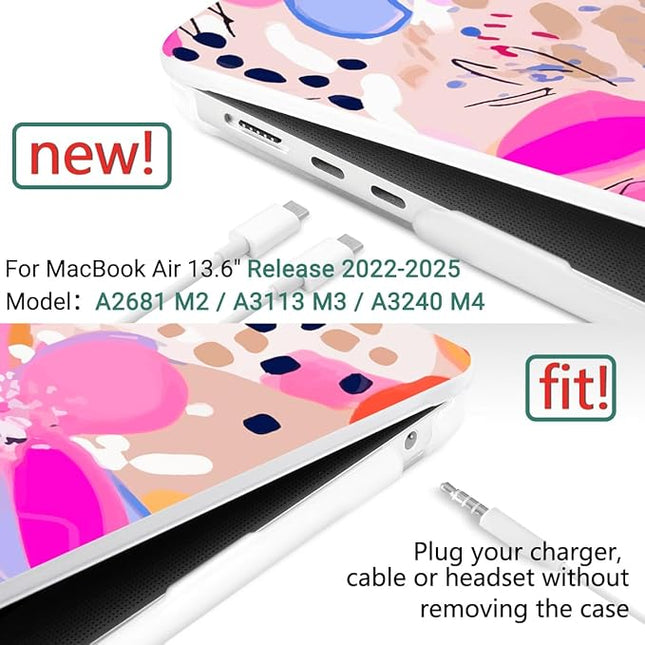 DONGKE for M4 MacBook Air 13.6 Inch Case 2025 2024 2023 2022 Model A3240 A3113 A2681 M3 M2 Chip, Plastic Hard Shell Case Cover with Touch ID for MacBook Air 13 Inch M4 - Floral Artistic