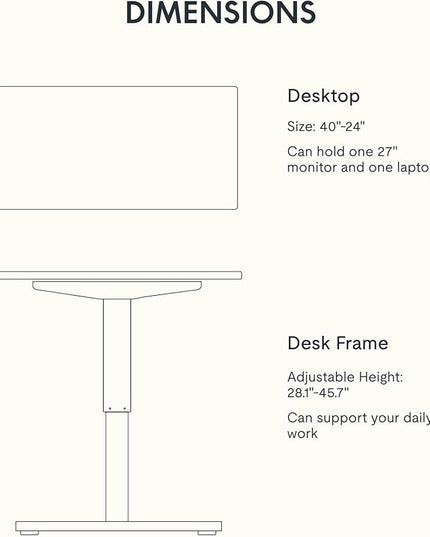 FLEXISPOT EN1 One-Piece Adjustable Desk 40 x 24 Inches Stand Up Desk Electric Height Adjustable Standing Desk with Seamless Desktop (Silver Frame + 40 inches Natural Top, 2 Packages)
