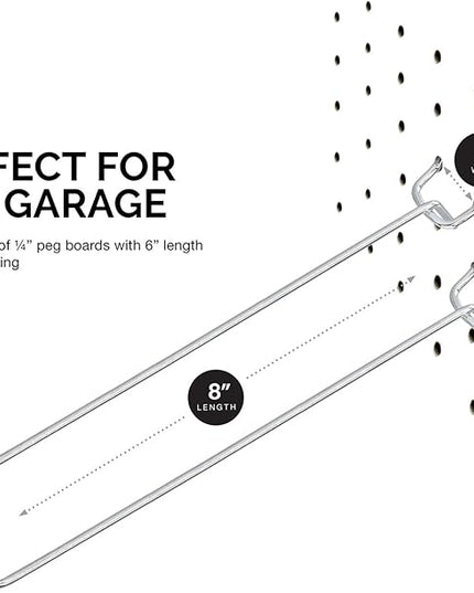 Neiko 53104A 8” Pegboard Hook Organizer Kit, 50 Pack, Hanging Hooks Set for Garage Organization, Great for Wall Hanging and Shelving, Tool Storage, Craft Organizing
