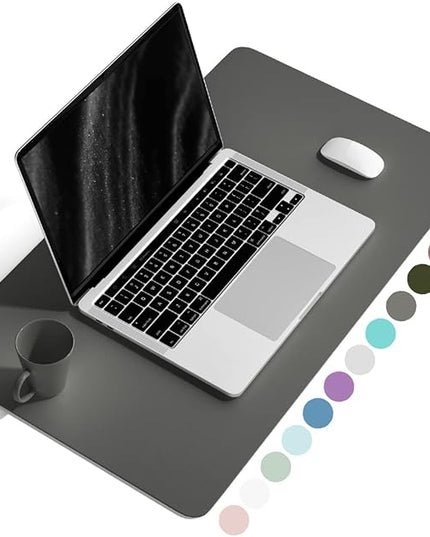 YSAGi Non-Slip Leather Desk Pad, Waterproof Laptop Computer Desk Keyboard Mat, Table Protector Blotter Mat, Large Mouse Pad for Office/Work/Home/Decor(Dark Gray, 23.6" x 13.7")