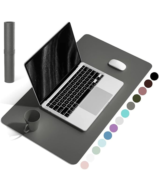 YSAGi Non-Slip Leather Desk Pad, Waterproof Laptop Computer Desk Keyboard Mat, Table Protector Blotter Mat, Large Mouse Pad for Office/Work/Home/Decor(Dark Gray, 23.6" x 13.7")