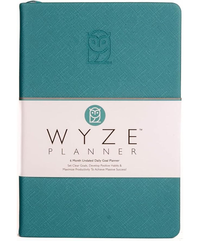Undated Daily Planner – 6-Month A5 Productivity Organizer with Full Page Per Day, Hourly Schedule, Goal Setting, Habit Tracker, Weekly & Monthly Pages – Hardcover Time Management Notebook (Turquoise)