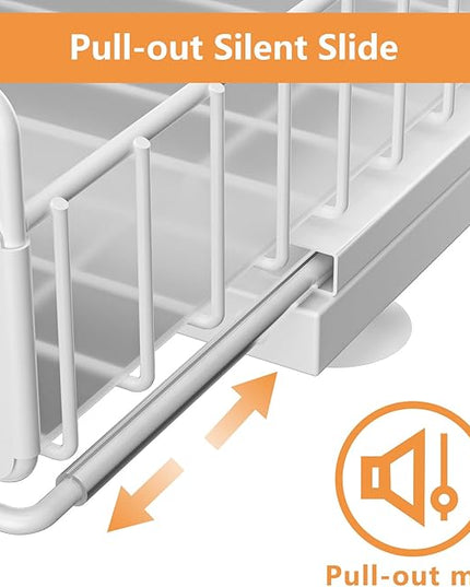 Under Sink Organizer, High Adjustable 2 Tier Under Kitchen Sink Organizer, Multi-Purpose Storage Shelf for Kitchen Bathroom Cabinet, White