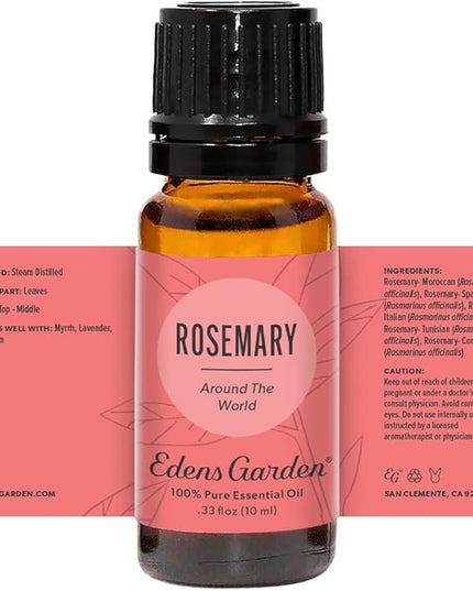 Edens Garden Rosemary Around The World Essential Oil- 100% Pure Premium Grade, Undiluted, Natural, Therapeutic, Aromatherapy, The Best for Skin, Face, Humidifiers 10 ml (.33 fl oz)