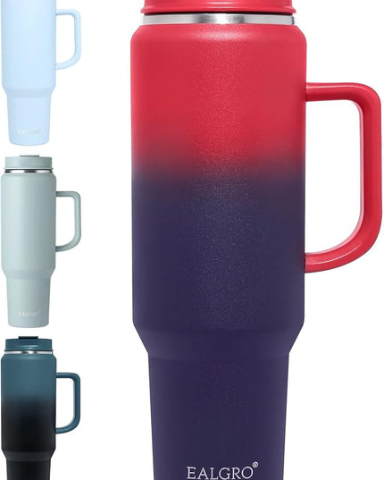 50 oz Tumbler with Handle, Insulated Tumblers with Lid and Straw, Large Metal Sports Water Bottle Jug, Thermal Stainless Steel Travel Coffee Mug Cup, Dark Rainbow