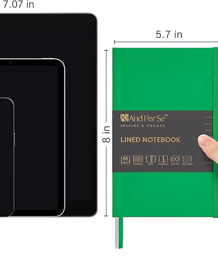 &And Per Se Lined Journal Notebook, 160 Pages, A5 5.7 x 8 inches College Ruled Thick Paper Notebook Journals for Writing, Hardcover Notebooks for Women Men Office School (1 Pack, Emerald)