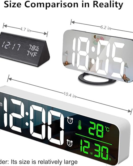 Hournor Digital Clock for Bedroom, Digital Wall Clock for Living Room Decor, Desk Table Clocks, Digital Clock Large Display, Bedroom Smart Alarm Clock for Office White Green