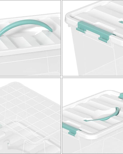 Xyskin 6 Pack 14 Quart Stackable Plastic Storage Bins with Lids and Latching Buckles, Storage Latch Box/Bins, Clear