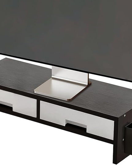 Computer Monitor Riser - Storage Drawer Stand, Stable Desk Organizer, Elevated Ergonomic Display Shelf | Functional Workstation Addition for Family Rooms Indoor Offices and Study Areas