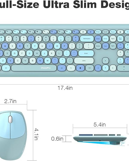 MOFII Wireless Keyboard and Mouse Combo Silent, Slim Compact 2.4G USB Full Size, Cute 110 Keys Keyboard for PC, Notebook, MacBook, Tablet, Laptop, Windows System