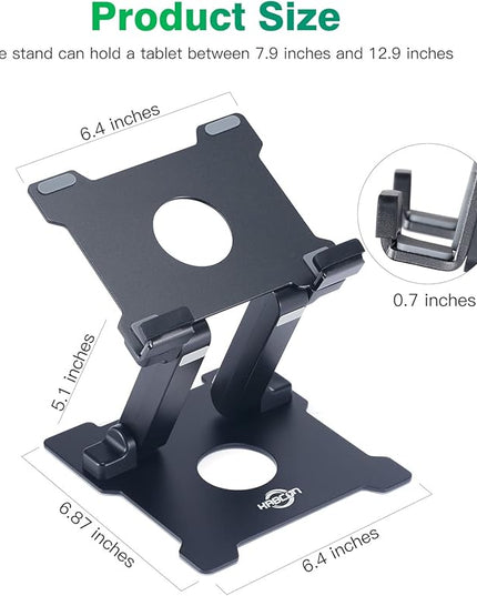 KABCON Tablet Stand,Adjustable Drawing Holder Eye-Level Aluminum Solid Stand for Desk, Portable Monitor, iPad Pro 9.7 10.5 Air Mini,Microsoft Surface Pro,Tab-Up to 15''