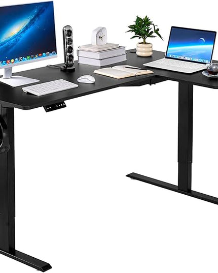 VEVOR Electric L Shaped Standing Desk 63"x39", 3 Memory Height Adjustable, Dual Motor Corner Sit Stand Up Desk with 2 Hooks, Heavy Duty Carbon Steel Computer Table Workstation, Easy to Assemble, Black