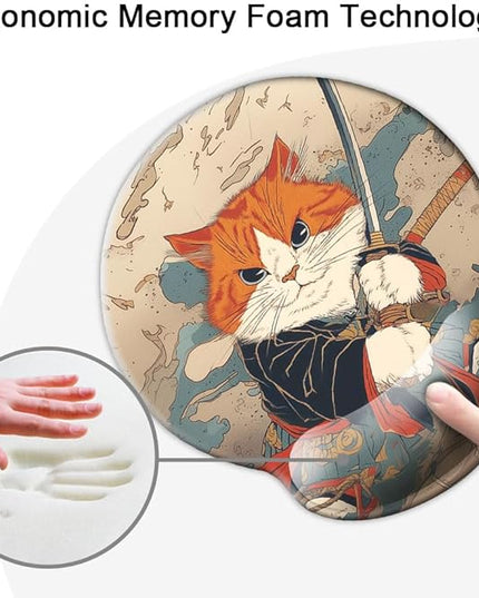 Ergonomic Mouse Pad with Wrist Support,Mouse Pad with Wrist Rest,Relieve Wrist Pain Mousepad Non-Slip Rubber Base,Mouse Pads for Desk,Computers,Laptop,Office,Home,Accessories Cute Cat