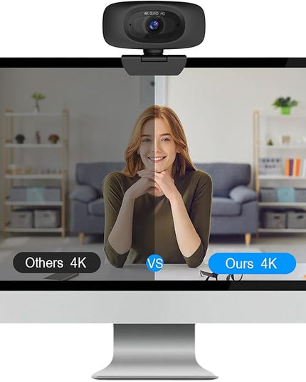 4K Webcam for Streaming Webcam for PC, 1/2.5'' Sensor, Autofocus, 2 Noise Reduction Mics, Built-in Privacy Cover, for PC/Zoom/Skype/Team/Laptop/MacBook/Windows