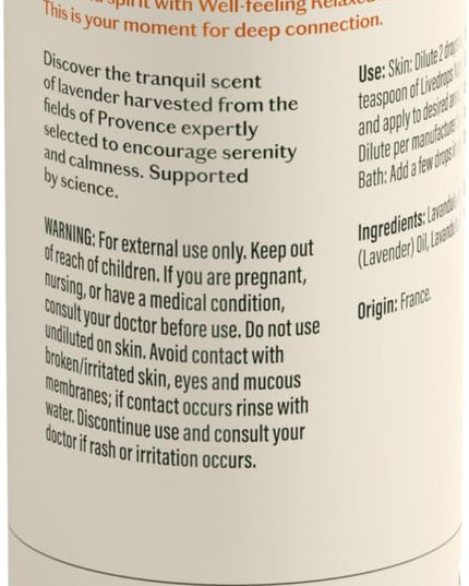 LIVEDROPS 24/7 Relaxed Lavender Essential Oil, Natural Vegan Aromatherapy for Diffuser or Diluted Skin Use, Calming Floral Herb Scent, Made in France, Bottled in USA, Clinically Tested, 10ml
