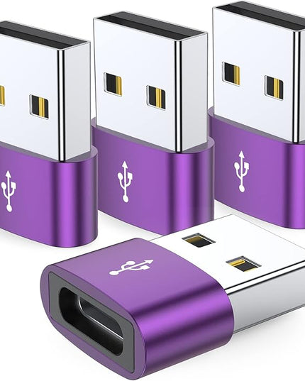 JXMOX USB to USB C Adapter 4-Pack,USB C Female to A Male Charger Type C Converter for Apple Watch Ultra iWatch 7 8 SE,iPhone 16 15 14 13 12 11 Plus Pro Max,AirPods,iPad Air,Samsung Galaxy S23 S22 S21