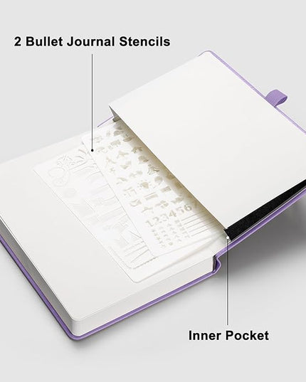 RETTACY Blank Journal Notebook, 192 Pages, A5 Medium Size (5.7'' x 8.3''), Leather Hardcover, 100 GSM Thick Paper, for Sketching, Drawing, Painting (Purple)
