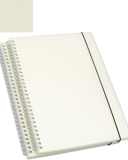 Yansanido Spiral Notebook, 2 Pcs 10.1 Inch x 7.6 Inch B5 Thick Plastic Translucent Frosting Hardcover Dot Paper 80 Sheets -160 Pages Journals for Study and Notes (B5 7.3"X 10"-Dot Grid 2pcs)
