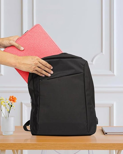 14 Inch Laptop Sleeve Case for 14-Inch MacBook Pro M1 M2 M3 M4 Laptop Computer Notebook, Slim Waterproof Polyester Carrying Case Padded Bag with Small Pocket, Pink