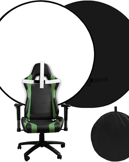 Portable Black White Screen Chair, 57 in Screen Backdrop with Stand 2-in-1Double Sided Foldable Blackwhite Background, for Video Chats and Meetings, Photography, Photo Zoom, Streaming Games