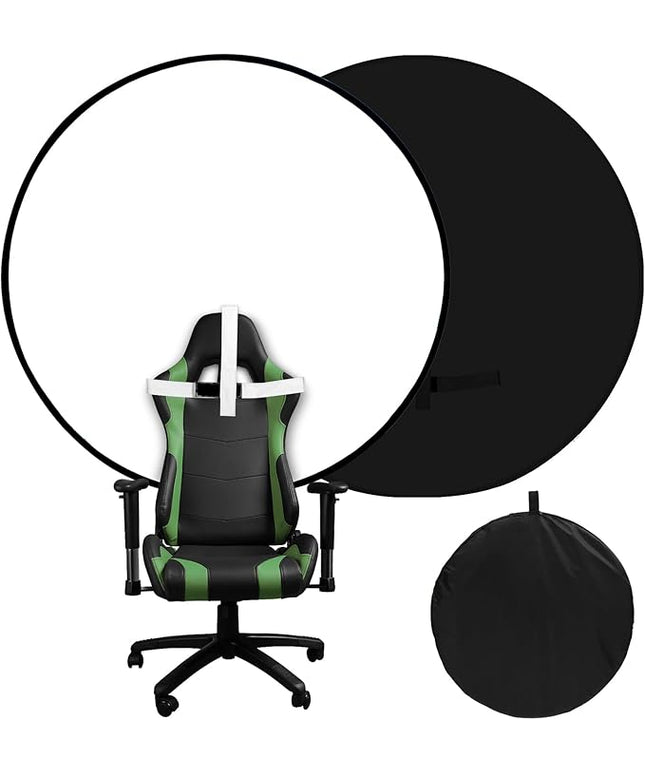 Portable Black White Screen Chair, 57 in Screen Backdrop with Stand 2-in-1Double Sided Foldable Blackwhite Background, for Video Chats and Meetings, Photography, Photo Zoom, Streaming Games
