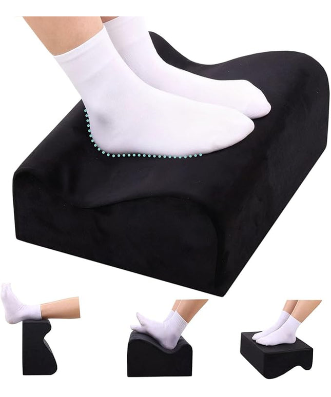 Foot Rest for Under Desk at Work, Ergonomic Under Desk Footrest with Washable Cover, Memory Foam Foot Stool for Office Chair & Gaming Chair, Back & Hip Pain Relief, Black
