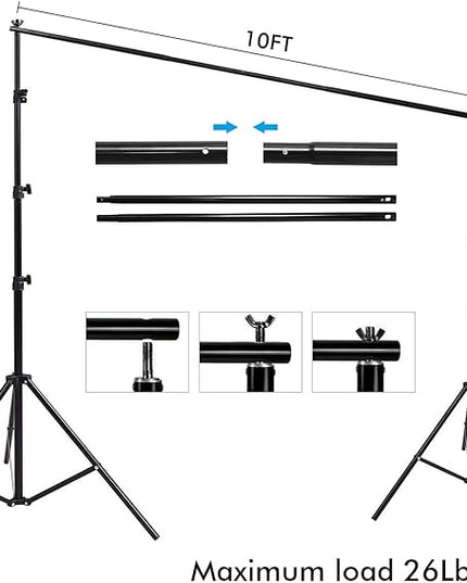 Photo Video Studio 12 x10ft 100% Muslin White Backdrop with 10 x 8.5ft Stand Photography Background Support System Kit ,Clamp, Carry Bag