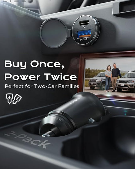 LISEN Car Charger USB C, 69W Cigarette Lighter USB Charger Adapter, Car Accessories Gifts for Men, Mini USBC Cars Fast Charging Adapter USBC Type C 12V Plug Outlet, for iPhone 17 Pro Max 16 15 14 13