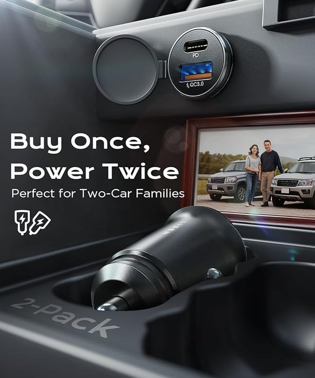 LISEN Car Charger USB C, 69W Cigarette Lighter USB Charger Adapter, Car Accessories Gifts for Men, Mini USBC Cars Fast Charging Adapter USBC Type C 12V Plug Outlet, for iPhone 17 Pro Max 16 15 14 13