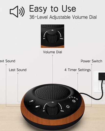 iDealSleep Sound Brown Noise Machine White Noise Machine Nonstop 30 Soothing Sounds Sound Therapy for Baby Kids Adults Sleep Machine 36-Level Vol Auto-Off Timer Memory Function for Home Travel Office