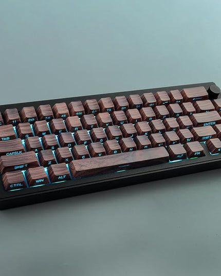 Tsungup Custom Keycaps 75 Percent,PBT Side Print 136 Keys Retro Brown Key caps Wooden Walnut Textures Keycap Set,Shine Through Duy Sub Cherry Profile Keyboard Keycaps