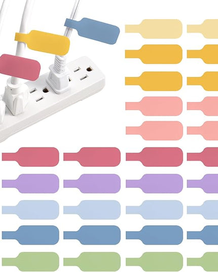 Wrap-It Storage Cable Labels - Medium, Macaron (30-Pack) - Write On Cord Tags for Wire Management and Identification